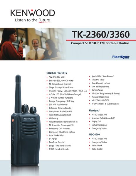 TK-2360/3360 Compact VHF/UHF FM Portable Radios