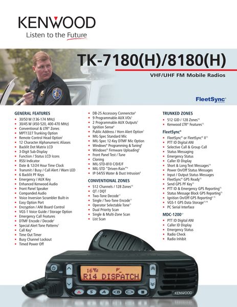 TK-7180(H)/8180(H) VHF/UHF MPT1327 Trunked Mobile Radios