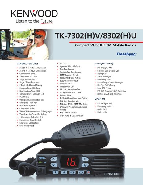 TK-7302(H)V/8302(H)U Compact VHF/UHF FM Mobile Radios