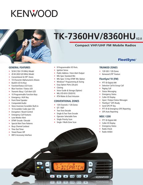 TK-7360HV/8360HU Compact VHF/UHF FM Mobile Radios