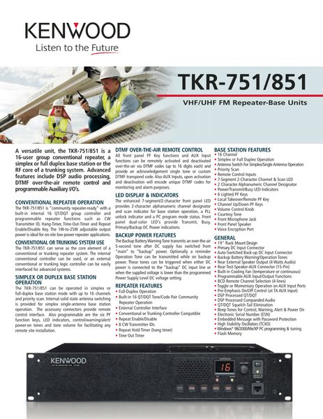 TKR-751/851 VHF/UHF FM Repeater-Base Units
