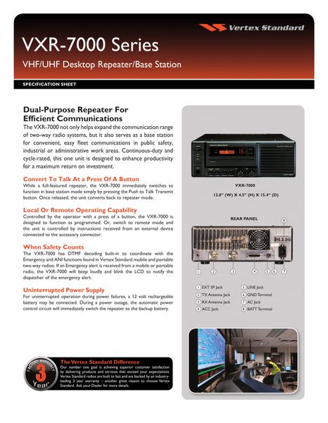 VXR-7000 Series VHF/UHF Desktop Repeater/Base Station