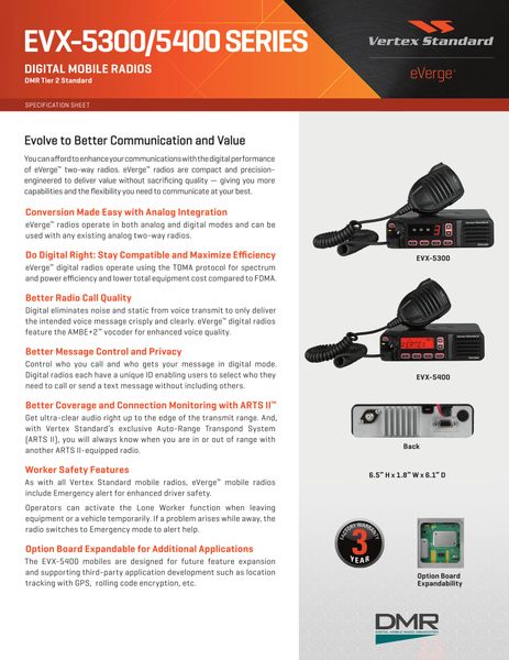 EVX-5300/5400 SERIES DIGITAL MOBILE RADIOS