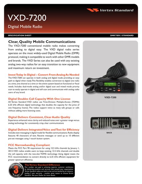 VXD-7200 Digital Mobile Radio