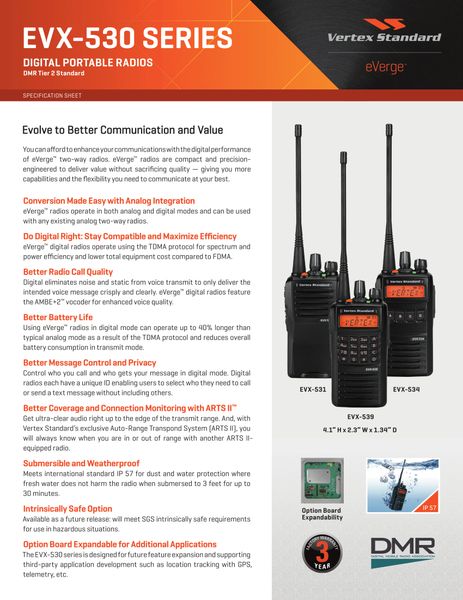 EVX-530 SERIES DIGITAL PORTABLE RADIOS