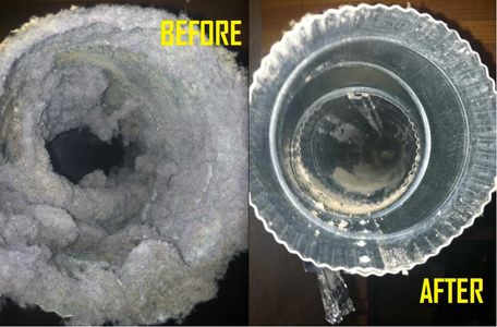 Before and After Dryer Vent Clean
