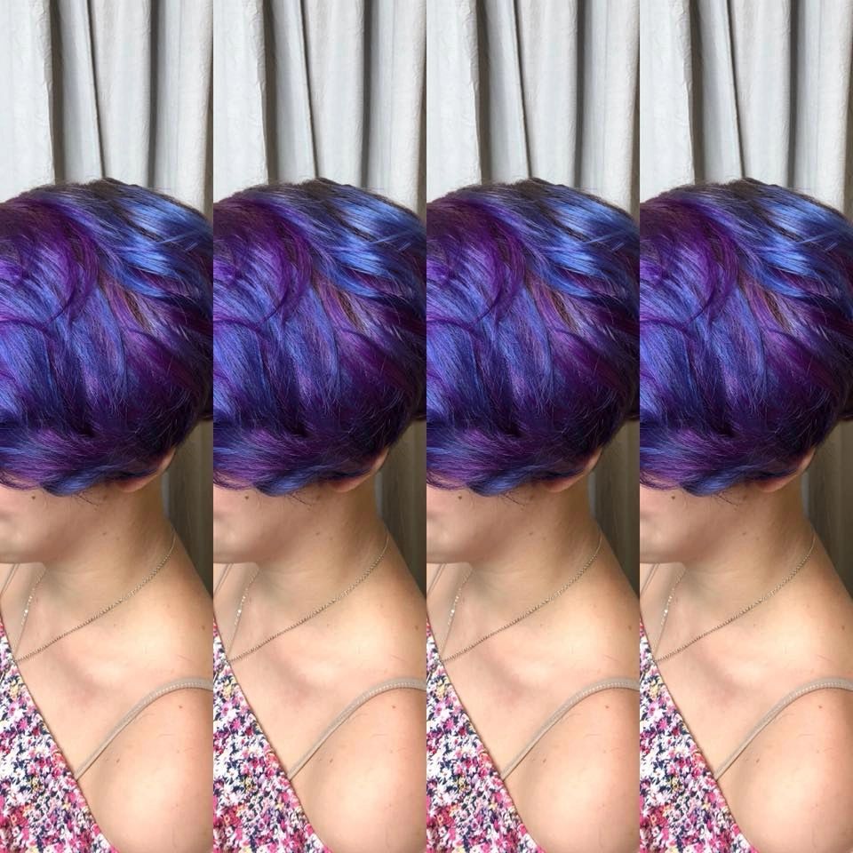 purple hair of a woman