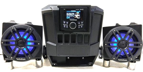 2013-2019 Polaris Ranger Full Size XP 570/900/1000 Dash Mounted Audio Kit - Rockford Fosgate PMX-1 Media Receiver - 6" Rockford Fosgate LED Equipped Speakers - FM/AM - Bluetooth - Plug and Play - 100% Weather Proof - Additional Options Available