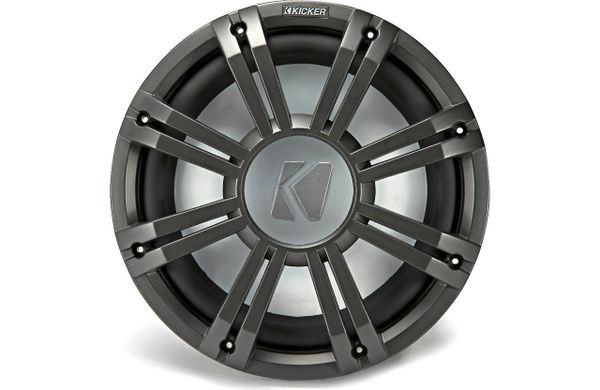 Kicker 45KM102 Marine Grade 10" Subwoofer for Enclosures, 2-Ohm Load - Includes 45KMG10C Charcoal Color LED Grill