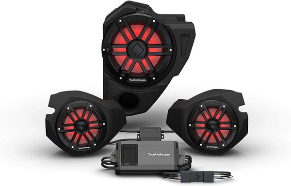 2014- 2023 Polaris RZR Ride Command Rockford Fosgate RZR14RC-STG3 Ride Command Audio Kit - 800-Watt Amp - Front Speakers - 10" Subwoofer