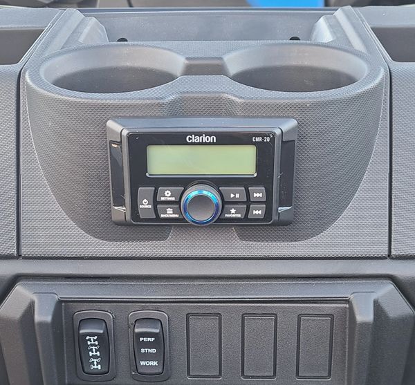 2018 - 2023 Polaris Ranger XP 1000 Dash Mounted Audio Kit - Clarion Receiver - Rockford Fosgate 6.5" Speakers - FM/AM - Bluetooth - SiriusXM Ready - Plug & Play - 100% Weather Proof - Upgrades Available - Keeps the cupholders