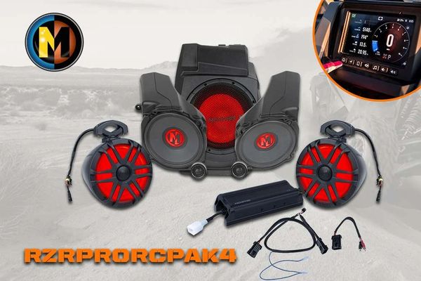 2020 - 2024 Polaris RZR Pro XP Ride Command Memphis Audio RZRPRORCPAK4 Kit - Front / Rear Speakers - 10" Subwoofer - 700 Watts - Plug and Play - 3 Year Warranty