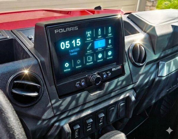 2018 - 2027 Polaris Ranger XP 1000 / 1000 Dash Mounted Audio Kit - MB Quart 7" Touchscreen Display - Rockford Fosgate M0-65B Speakers - 320 Watt Amplifier - Optional Upgrades