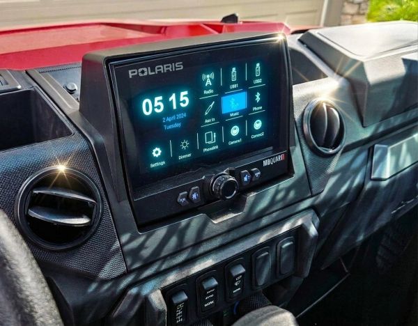 "BACKORDERED" - 2018 - 2027 Polaris Ranger XP 1000 / 1000 Dash Mounted Audio Kit - MB Quart 7" Touchscreen Display - Rockford Fosgate M0-65B Speakers - 320 Watt Amplifier - Optional Upgrades