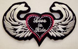 LOVE TO RIDE STUDDED HEART WITH WINGS