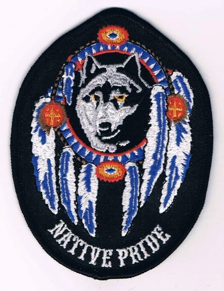 Wolf, dream catcher with feathers, (NATIVE PRIDE)