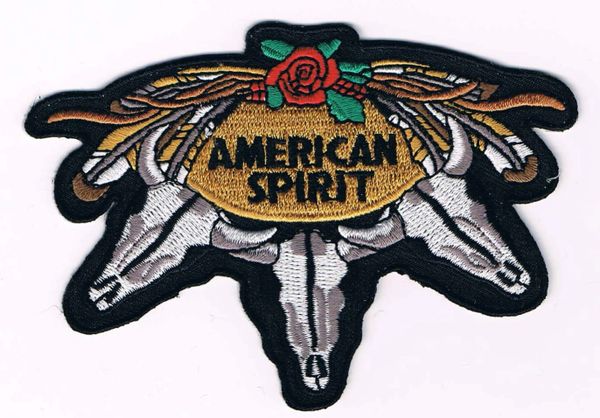 AMERICAN SPIRIT, SET ON NATIVE AMERICAN SHIELD, SKULLS AND FEATHERS