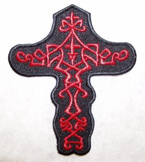 CROSS RED WITH CELTIC PATTERN