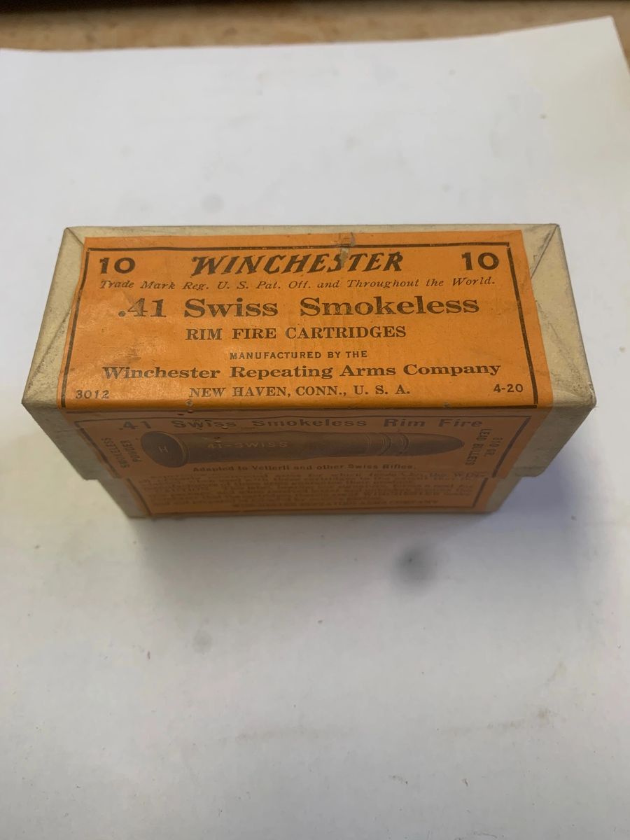 Winchester .41 swiss Vetterli rimfire ammo