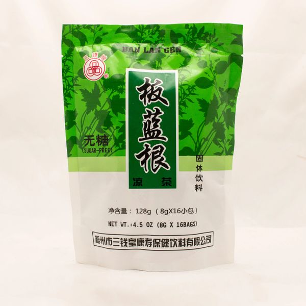 Banlangen or Isatis instant herbal tea with mannitol in sachets