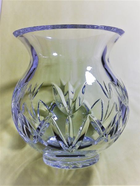 Waterford Crystal Bulbous Vase 4.25" (stamped, watermark & artist signed 2001) Made in Czech