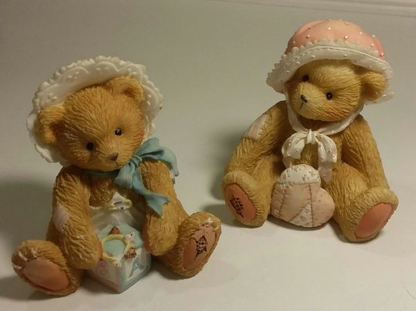 Enesco "Cherished Teddies" Bobbie & Phoebe 1993 artist Priscilla Hillman (resin)