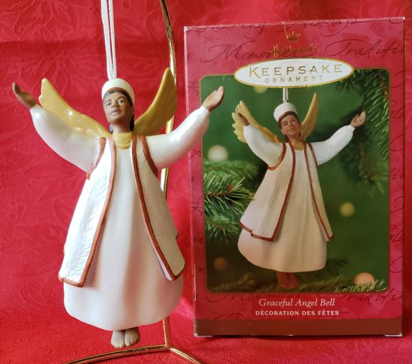 Hallmark Keepsake Ornament Graceful Angel Bell 2001 by Artist LeDene Votruba, Porcelain Bell