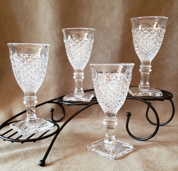 Vintage Westmoreland Clear English Hobnail 2oz Wine Glasses Set of