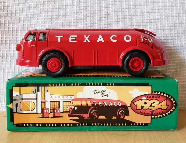 ERTL 1994 USA/Mexico/China Texaco 1934 Diamond "T" Tanker "Doodle Bug" Replica Diecast Locking Bank Collectors Series #11 Limited Edition Stock No. B195 #2724