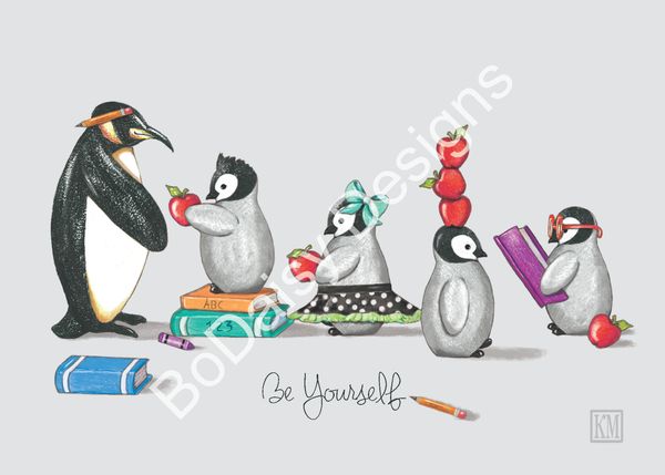 Cute penguin with a sweater Art Print by Carmen de Bruijn