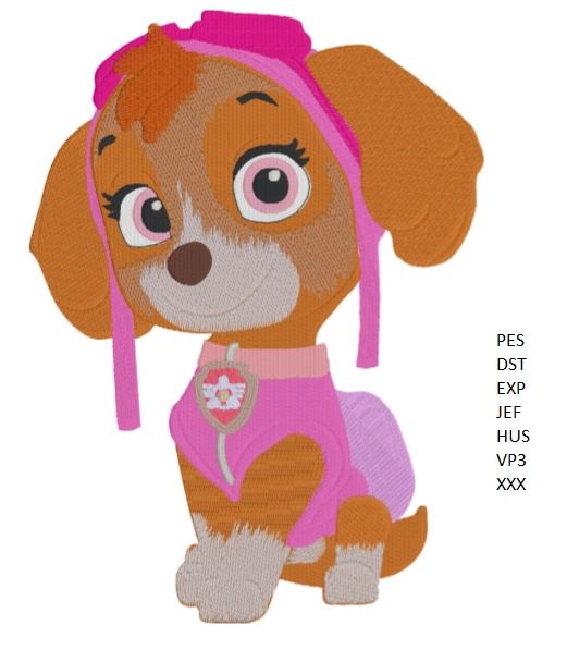 Skye Paw Patrol Inspired Embroidery Machine Design File