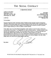 Letter to the Editor, Washington Times