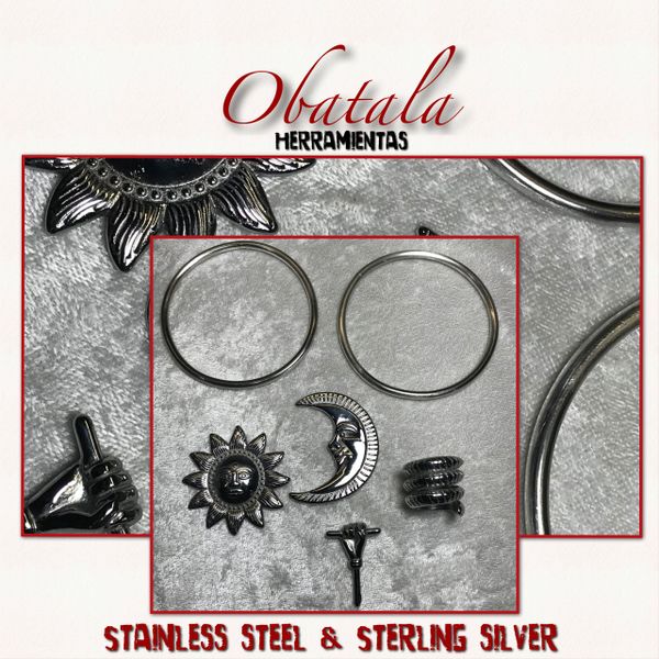 Obatala tools (Stainless Steel) Manillas Sterling silver