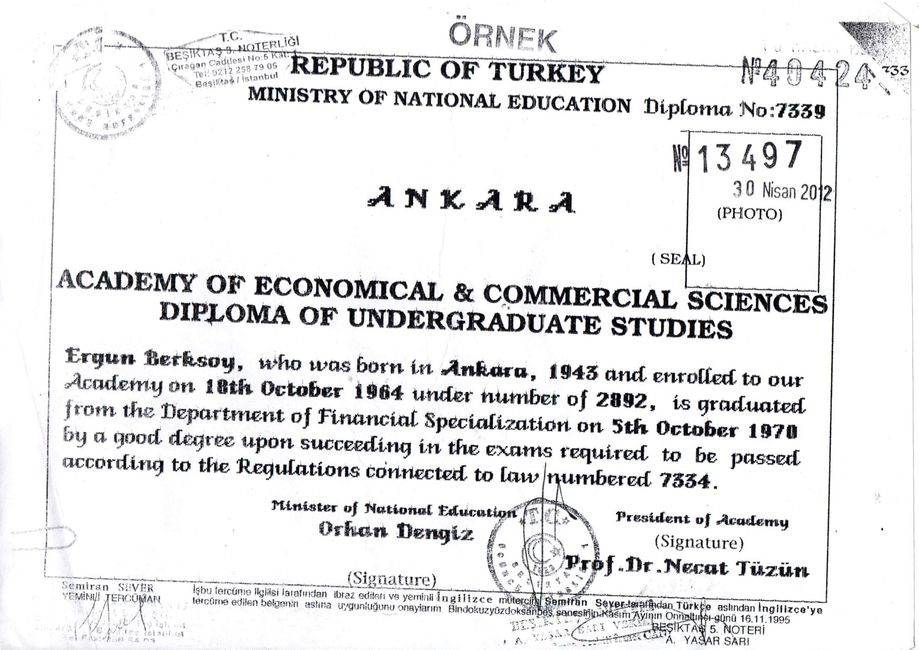 Ergun Berksoy University Diploma