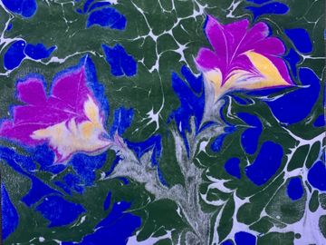 flower , art, modern art, picture, paint , marbling, ebru art