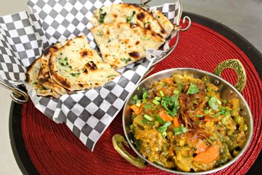 Garlic Naan and Mixed Vegetables