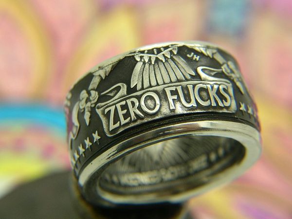 Zero Fucks Eagle Coin Ring