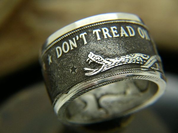 Silver DON'T TREAD ON ME Coin Ring