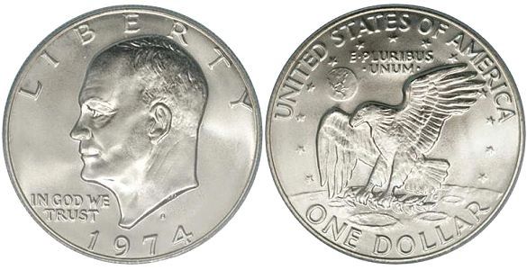 IKE Eisenhower Silver Dollar Coin Ring '71-'78
