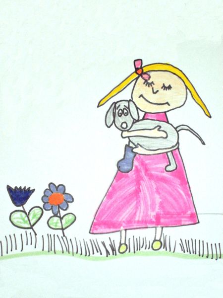 girl with puppy