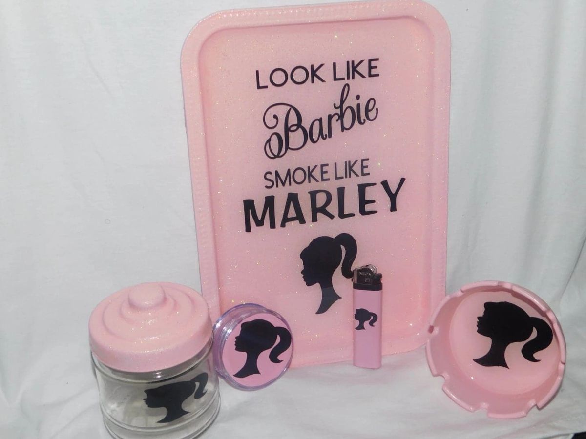 Look Like Barbie Smoke Like Marley Rolling Tray Set