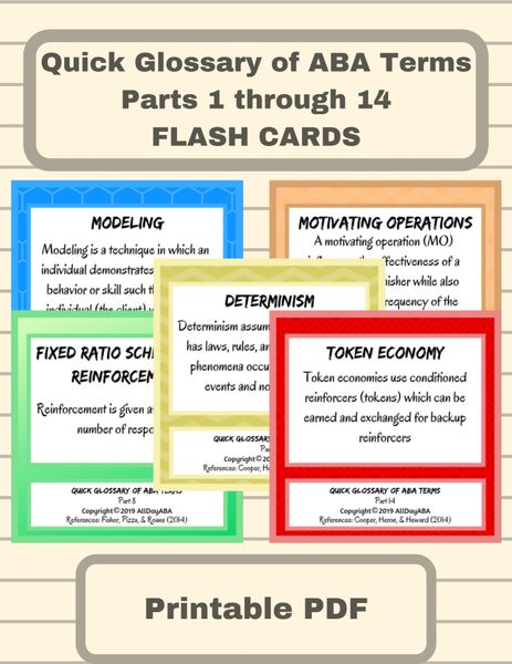 Quick Glossary of ABA Terms - Parts 1 through 14 - Flash Cards - by ...
