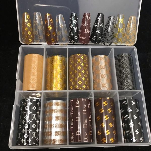 6 Sheets Gold LV Nail Stickers