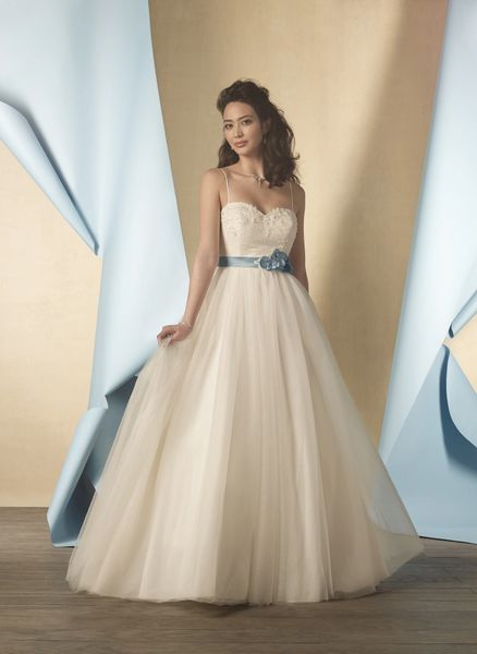 Alfred Angelo Wedding Dress-2446-BALLGOWN,POCKETS,STRAPS, BLUE | Prom &  Bridal-ANDREA'S