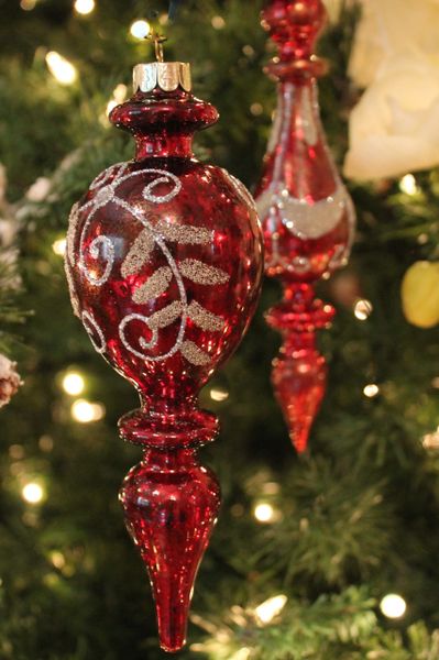 Red Decorative Finial Glass Christmas Ornament from Melrose Intl