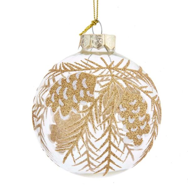 Clear Glass Gold Pinecone Ball Ornament from Kurt Adler | Finest in