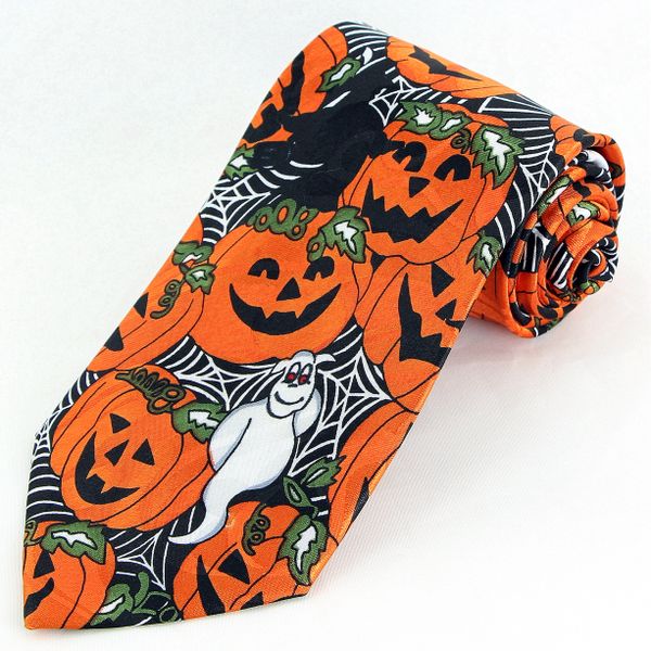 Covweb Pumpkins Mens Necktie New Novelty Halloween Ghost Poly Tie ...