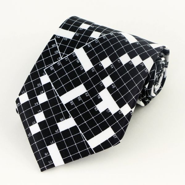 Crossword Puzzle Men s Necktie Novelty Fun Reverse Out Black Tie Ties