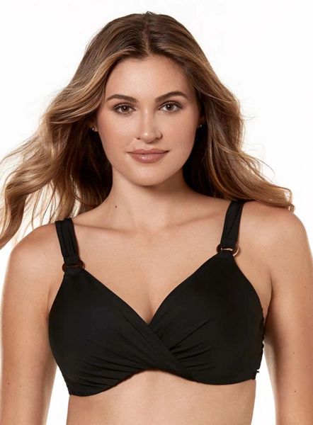  Miraclesuit Solid Underwire Plunge Tankini Top D-DDD