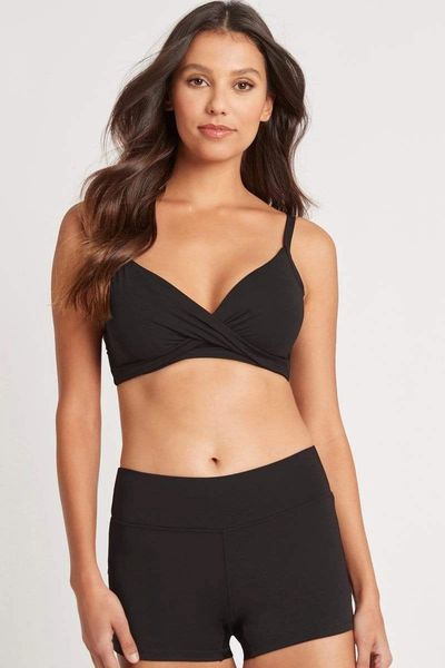 SEA LEVEL AUSTRALIA SOLID TWIST FRONT DD/E CUP BRA TOP - BLACK